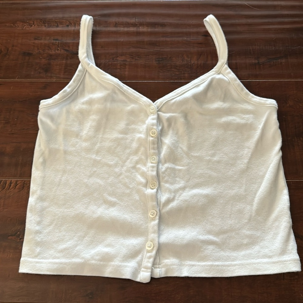 Brandy Melville Tank Top, White Button Down, One Size, Like New!
